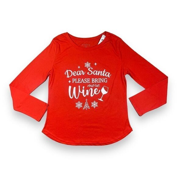 NWT ADIVA “Santa Bring More Wine” Top Sz M - Picture 1 of 8